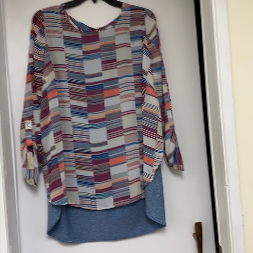 Multiples Color Block Tunic With Solid Blue Back - image 2